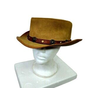 Mens Winfield Cover Co Brown Suede Leather Western Cowboy Hat  Vtg Classic 22"